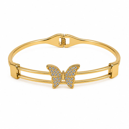 Luxury Butterfly Gold Bracelet 2Piece for Women β Elegant Crystal Fashion Bangle