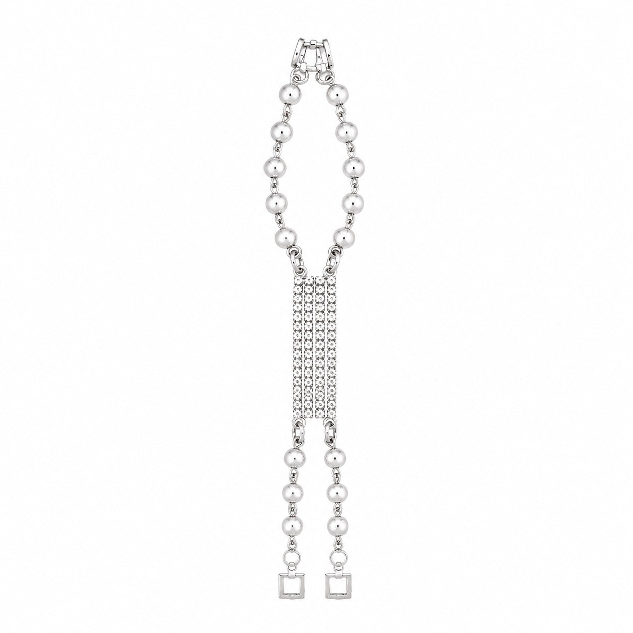 Luxury Silver Crystal Beaded Bracelet 2 Piece for Women – Elegant Fashion Jewelry
