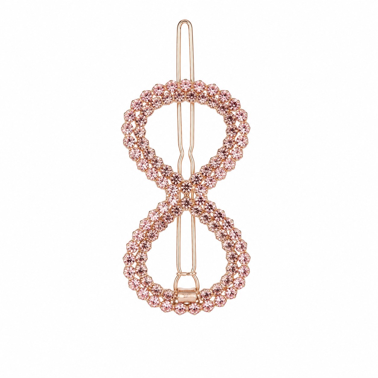 Luxury Crystal Infinity Hair Clip for Women – Rose Gold Hair Pin
