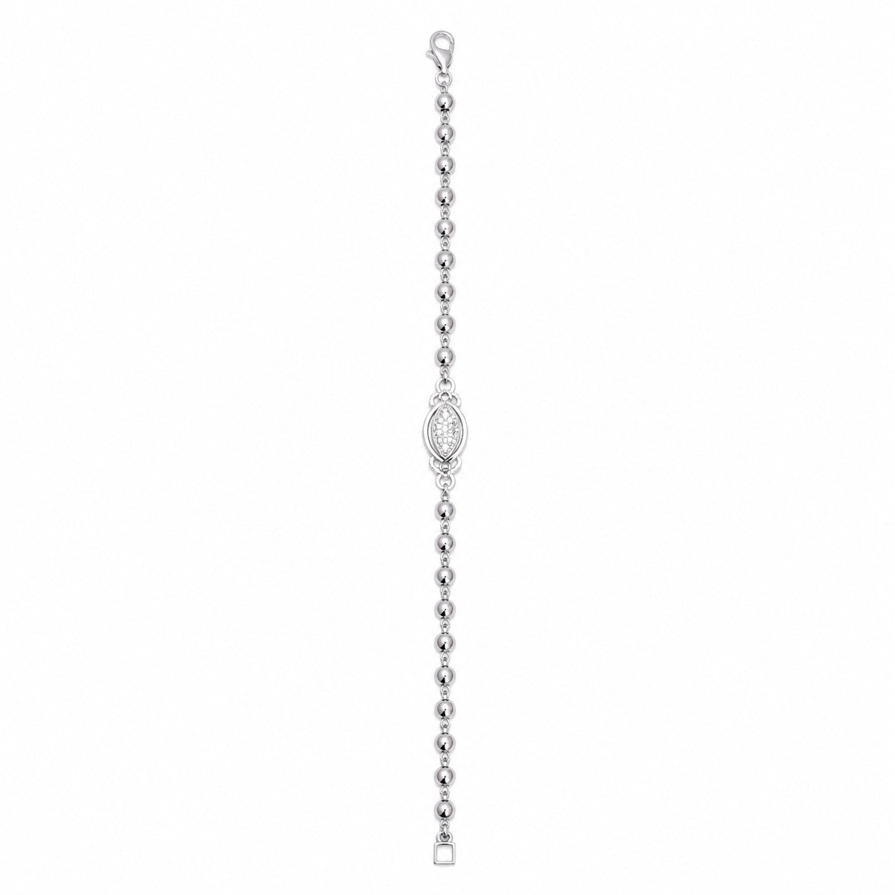 Elegant Silver Beaded Charm Bracelet for Women
