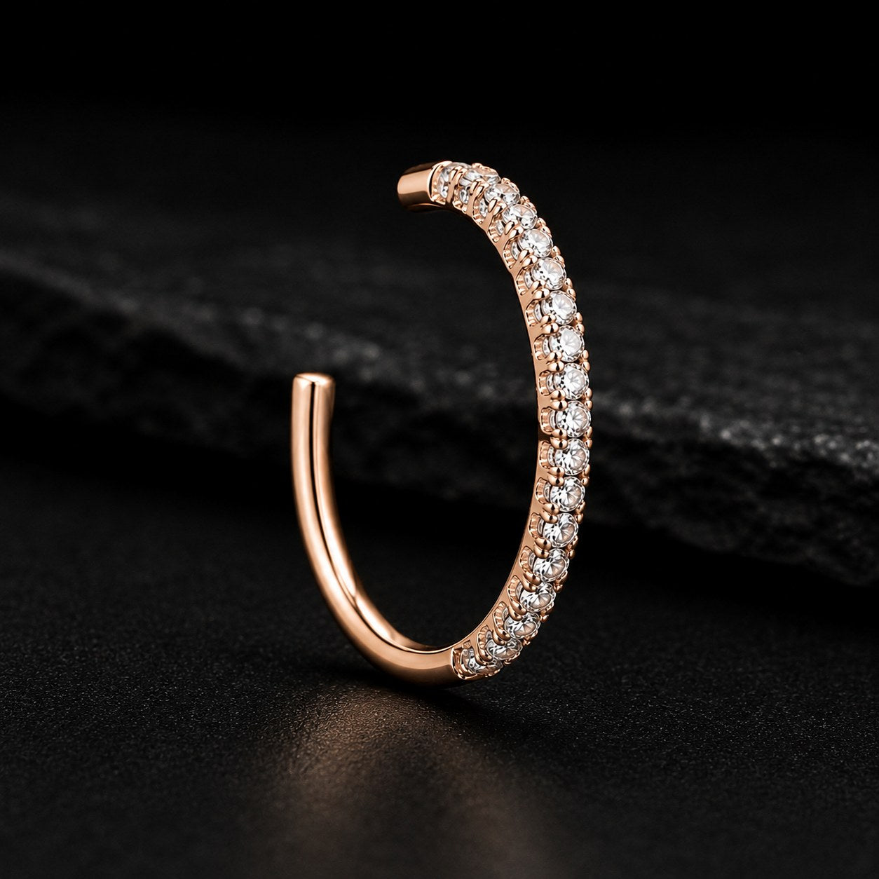 Luxury Rose Gold Crystal Nose Ring (Non-Piercing Style)