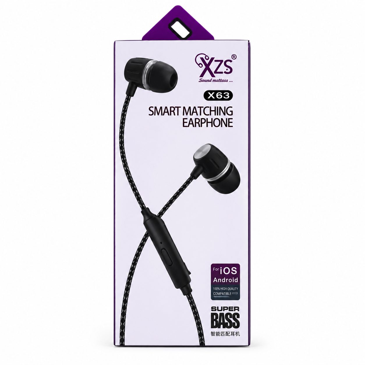XZS X-63 Smart Matching Earphone β Super Bass Universal Wired Headset