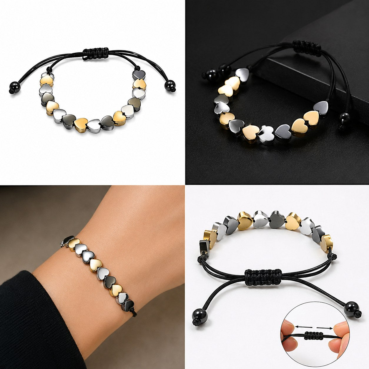 Adjustable Heart Link Bracelet
