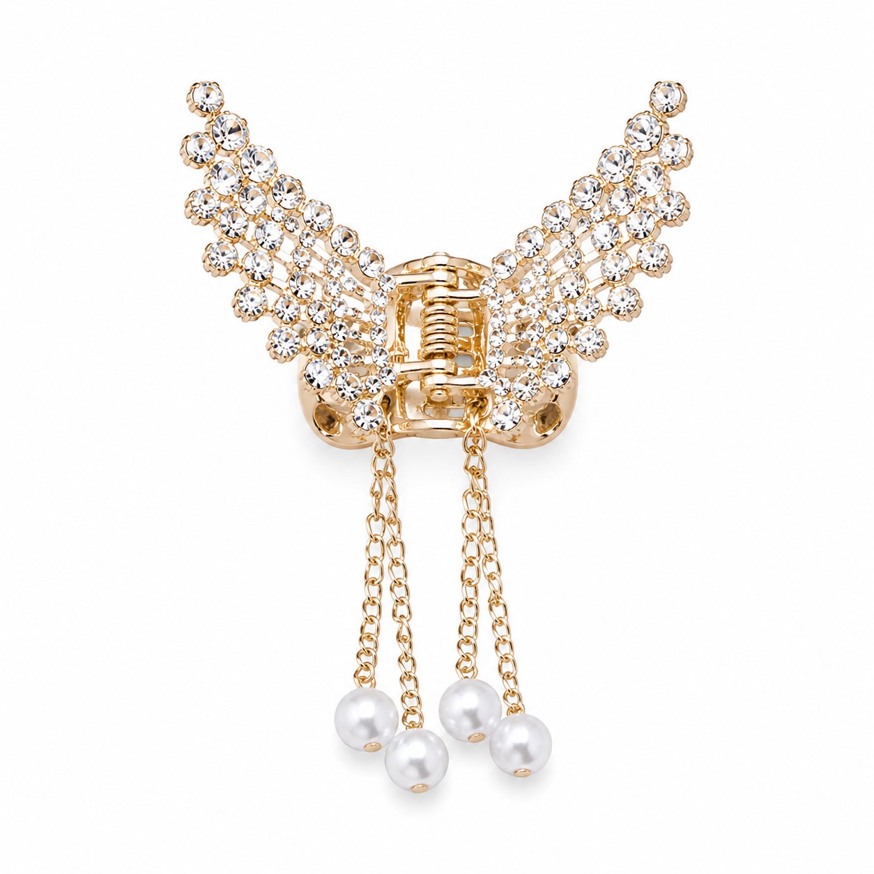Luxury Butterfly Crystal Hair Claw Clip with Pearl Tassels – Multiple Colors