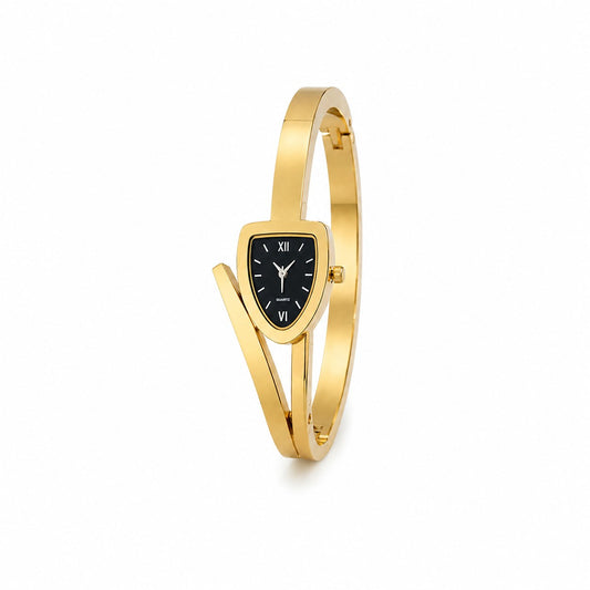 Luxury Watch Dial Style Gold Cuff Bracelet for Women