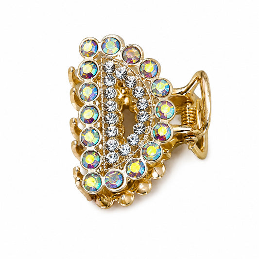 Luxury Crystal Rhinestone Hair Claw Clip for Women – Gold Finish