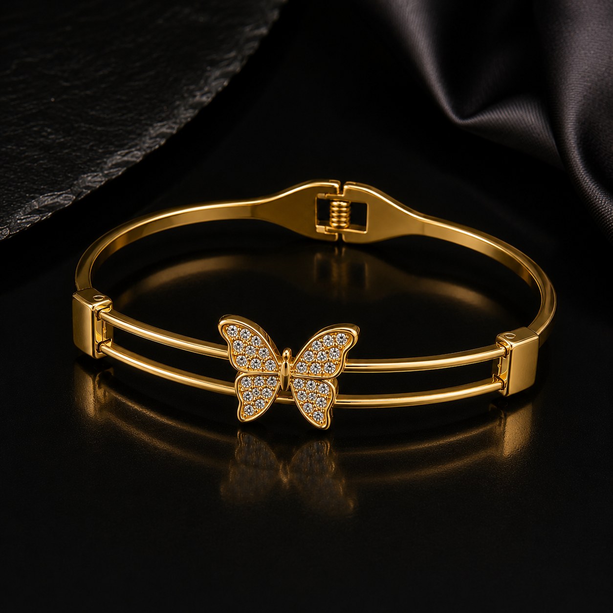 Luxury Butterfly Gold Bracelet 2Piece for Women – Elegant Crystal Fashion Bangle