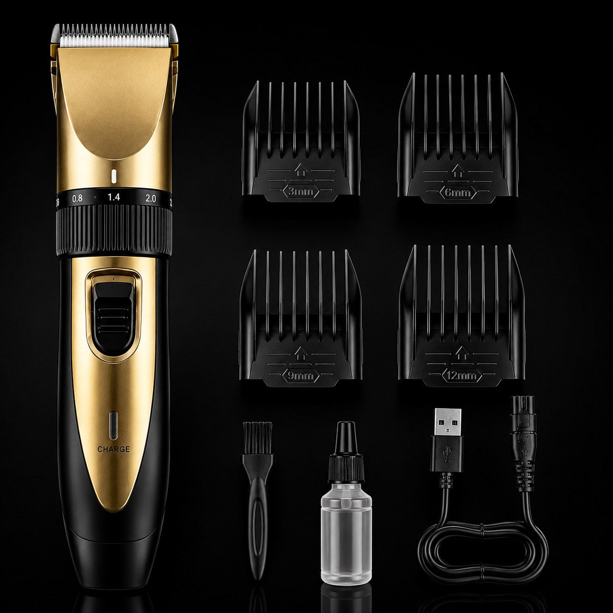 Professional Rechargeable Hair & Beard Trimmer Kit