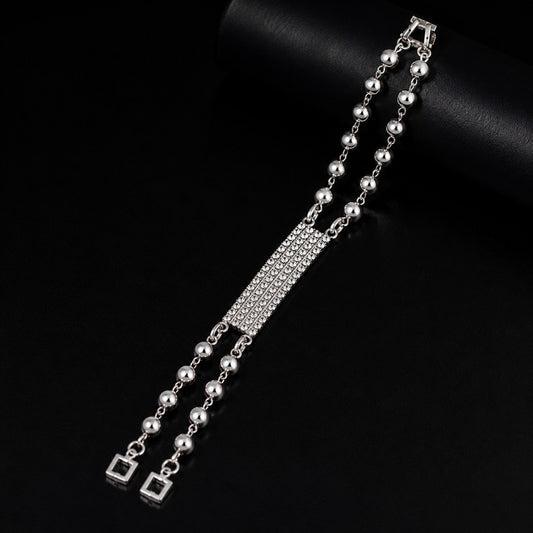 Luxury Silver Crystal Beaded Bracelet 2 Piece for Women – Elegant Fashion Jewelry