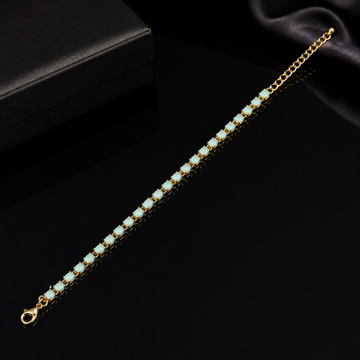 Elegant Mint Green Stone Bracelet for Women – Gold Plated Fashion Bracelet