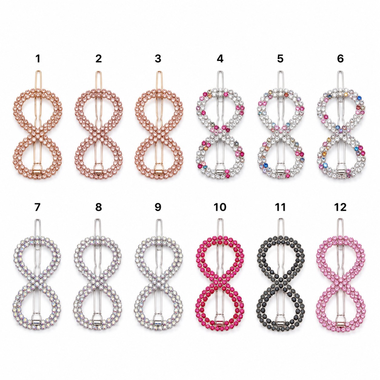 Luxury Crystal Infinity Hair Clip for Women – Rose Gold Hair Pin