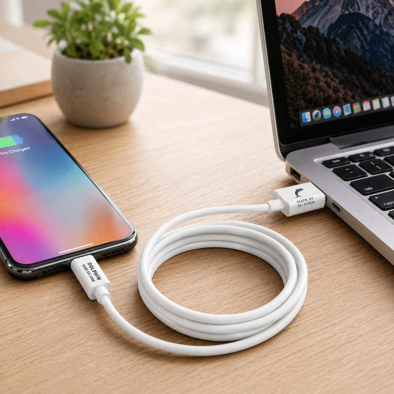 DOLPHIN USB to iPhone Fast Charging Data Cable – 2.4A (100cm)