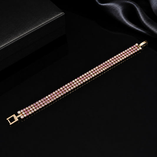 Luxury Crystal Tennis Bracelet for Women – Rose Gold Rhinestone Bracelet
