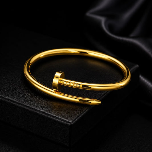 Luxury Gold Nail Cuff Bracelet for Women – Minimalist Open Bangle