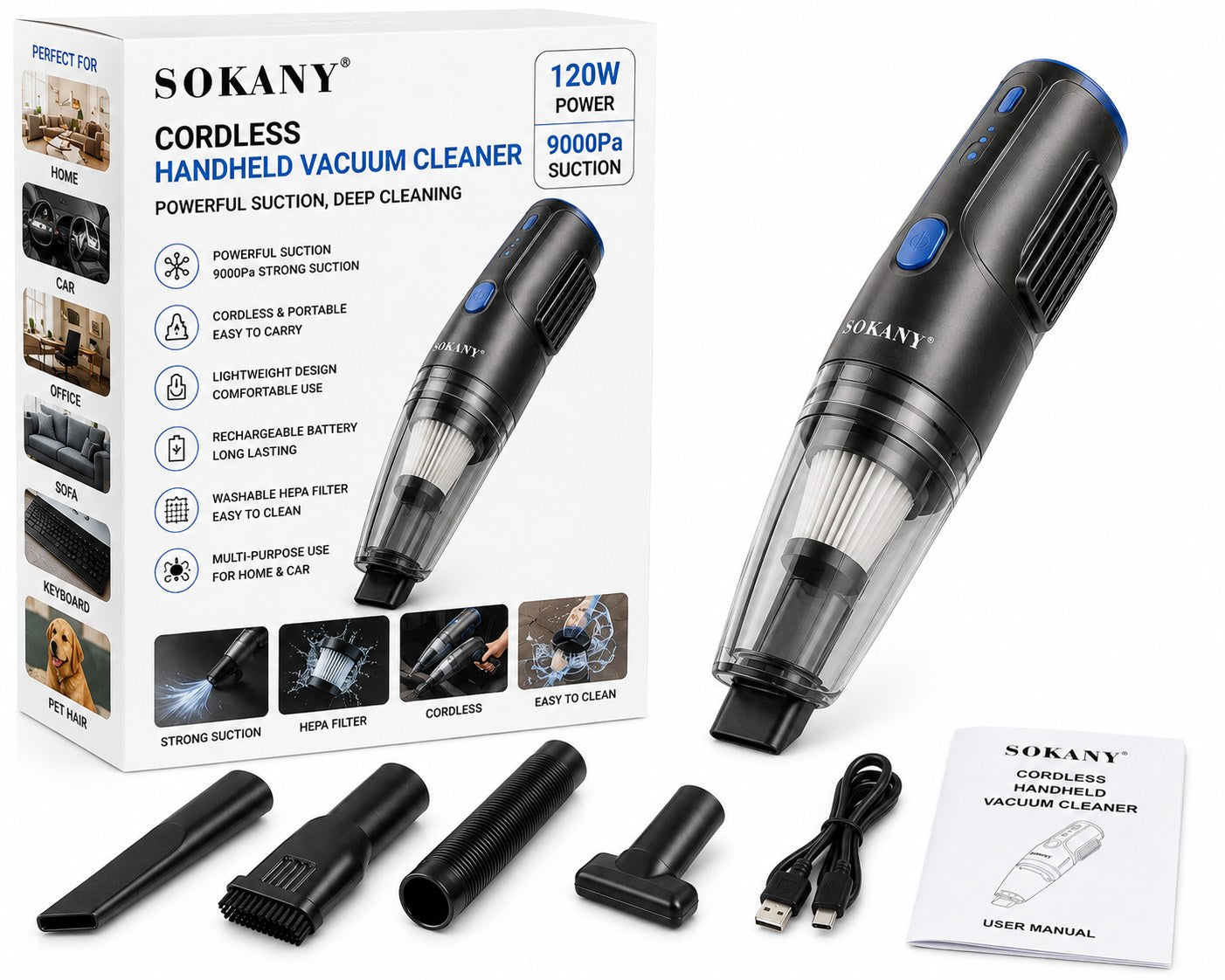 SOKANY Cordless Handheld Vacuum Cleaner