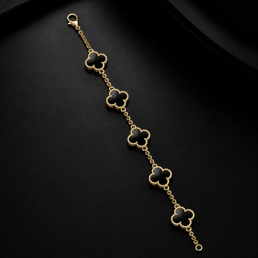 Luxury Black Clover Charm Bracelet for Women