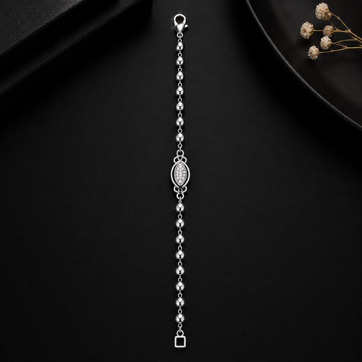 Elegant Silver Beaded Charm Bracelet for Women