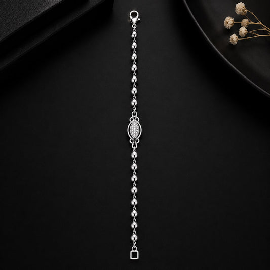 Elegant Silver Beaded Charm Bracelet for Women