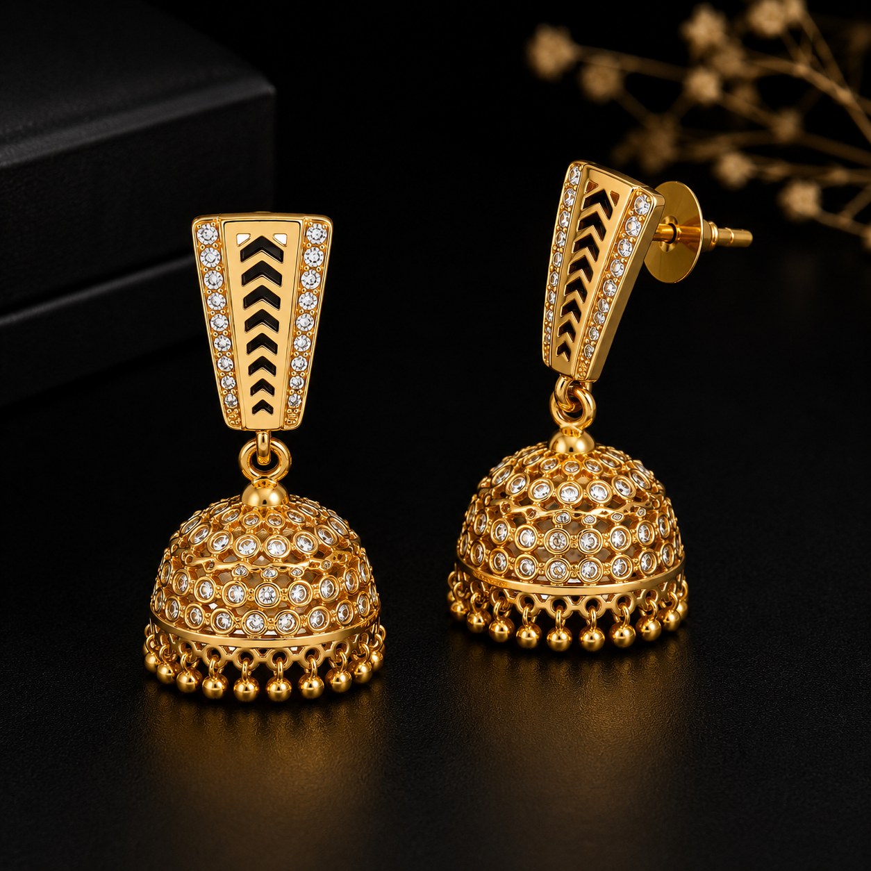 Luxury Gold Jhumka Drop Earrings for Women