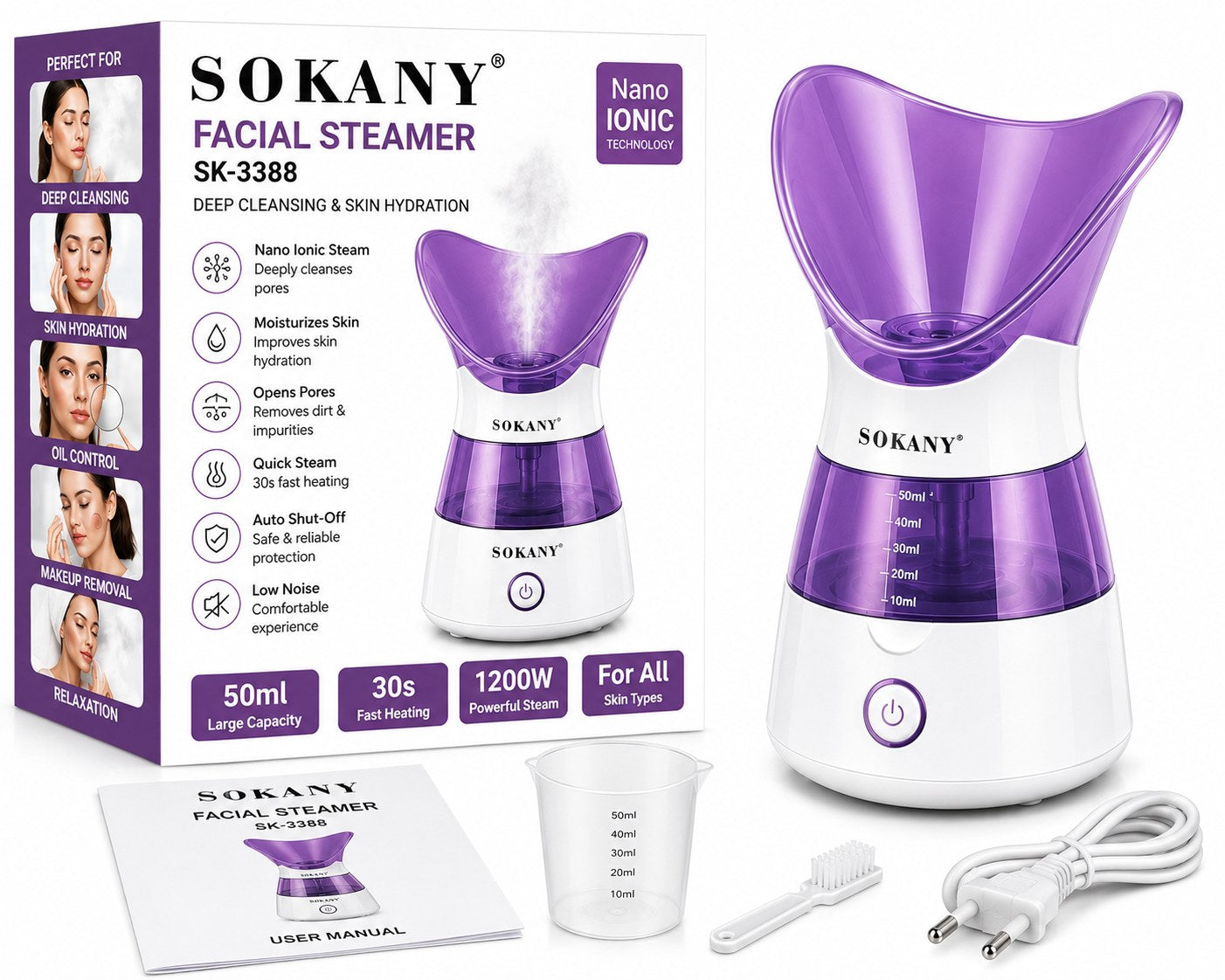 SOKANY Nano Ionic Facial Steamer SK-3388