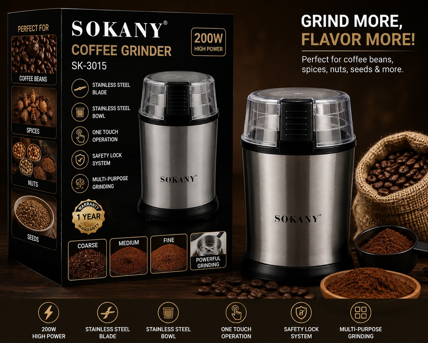 SOKANY Coffee Grinder SK-3015