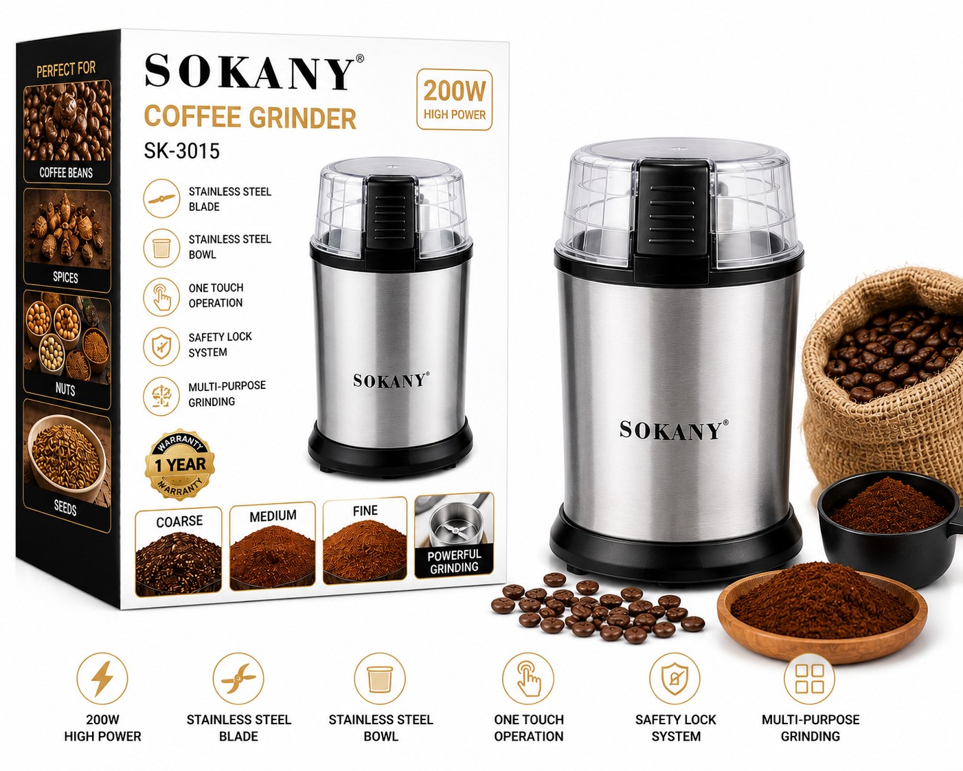 SOKANY Coffee Grinder SK-3015