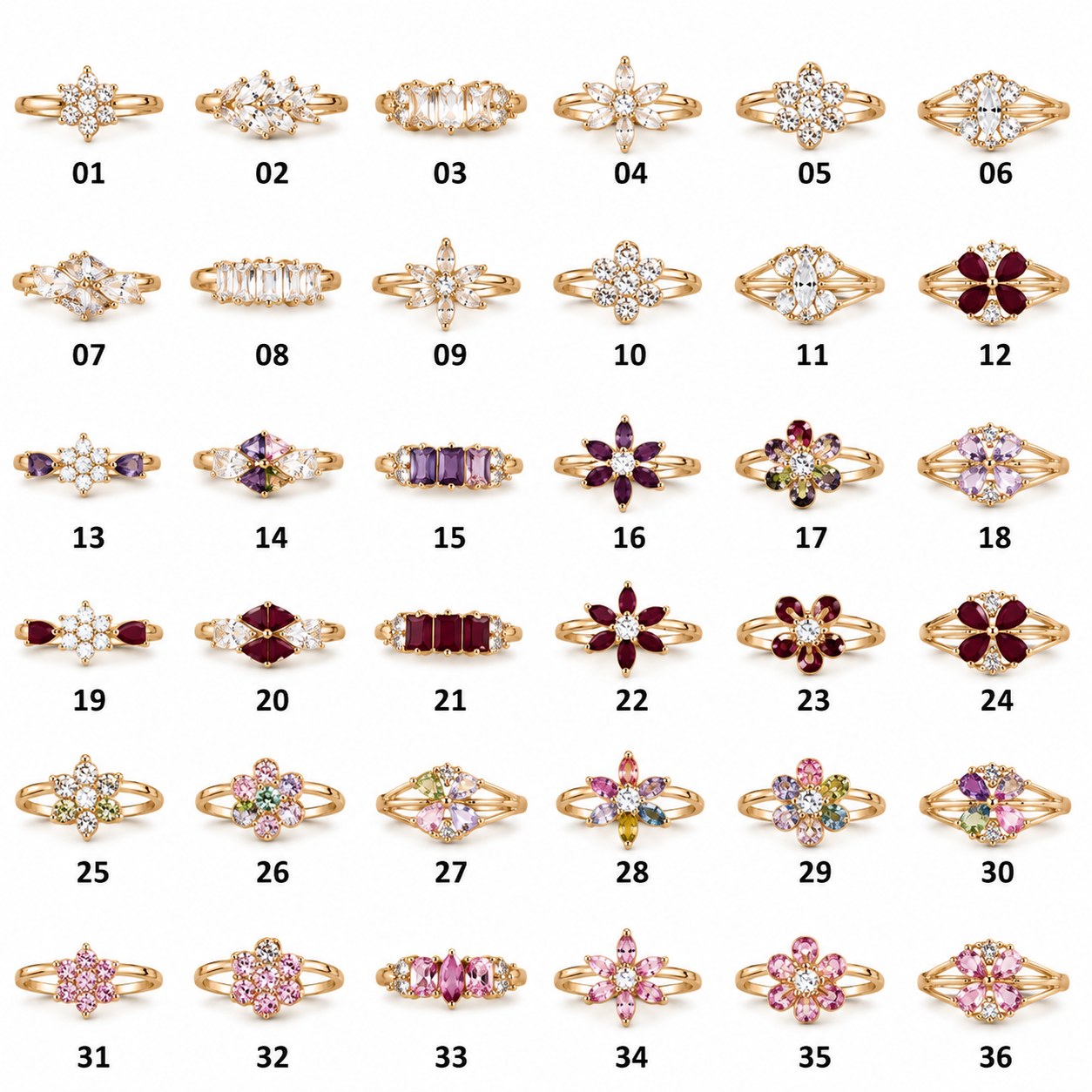 Premium Adjustable Crystal Finger Ring – Elegant Floral Design (Multiple Designs & Colors Available)