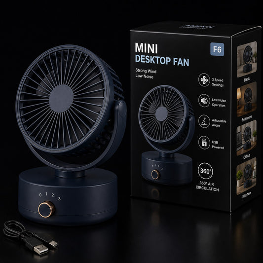 Mini USB Desktop Fan – 3 Speed Portable Cooling Fan