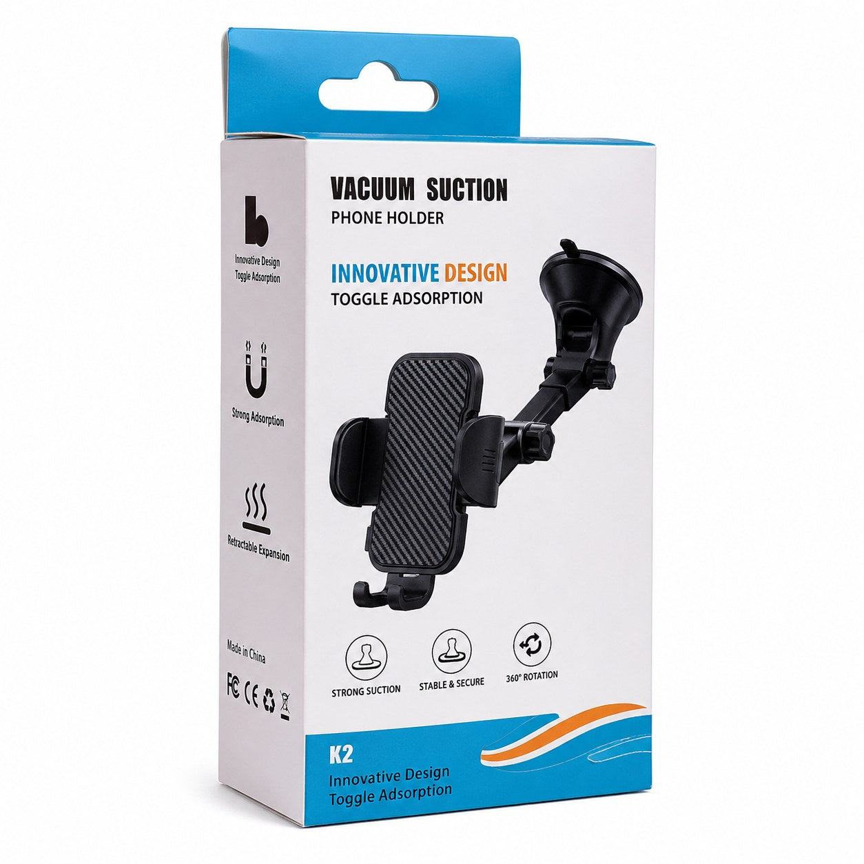 Vacuum Suction Car Phone Holder with 360° Rotation