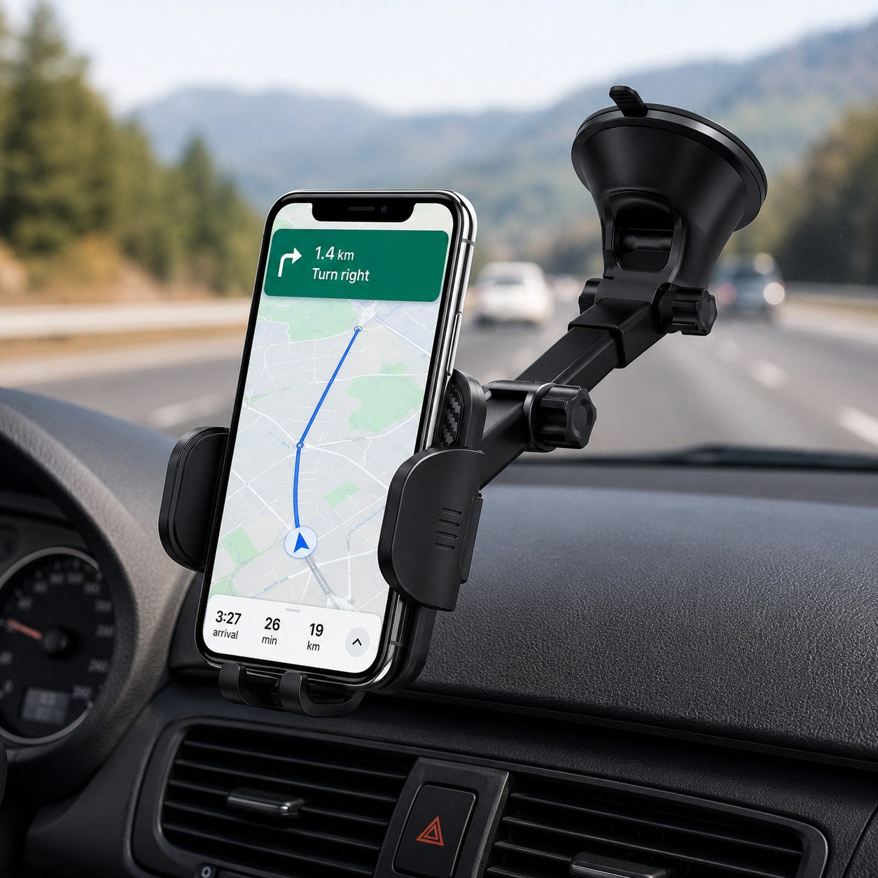 Vacuum Suction Car Phone Holder with 360° Rotation