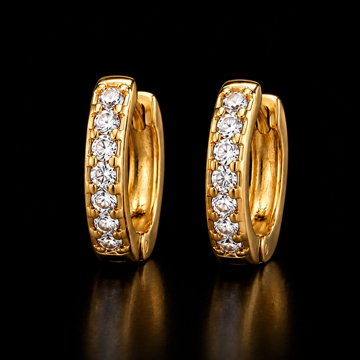 Luxury Gold Plated Crystal Hoop Earrings for Women