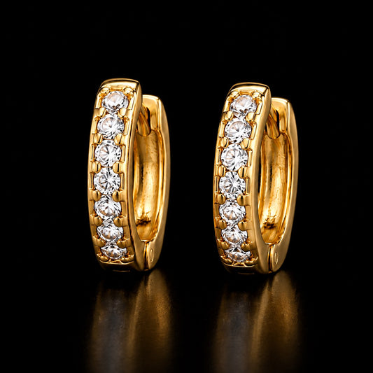 Luxury Gold Plated Crystal Hoop Earrings for Women