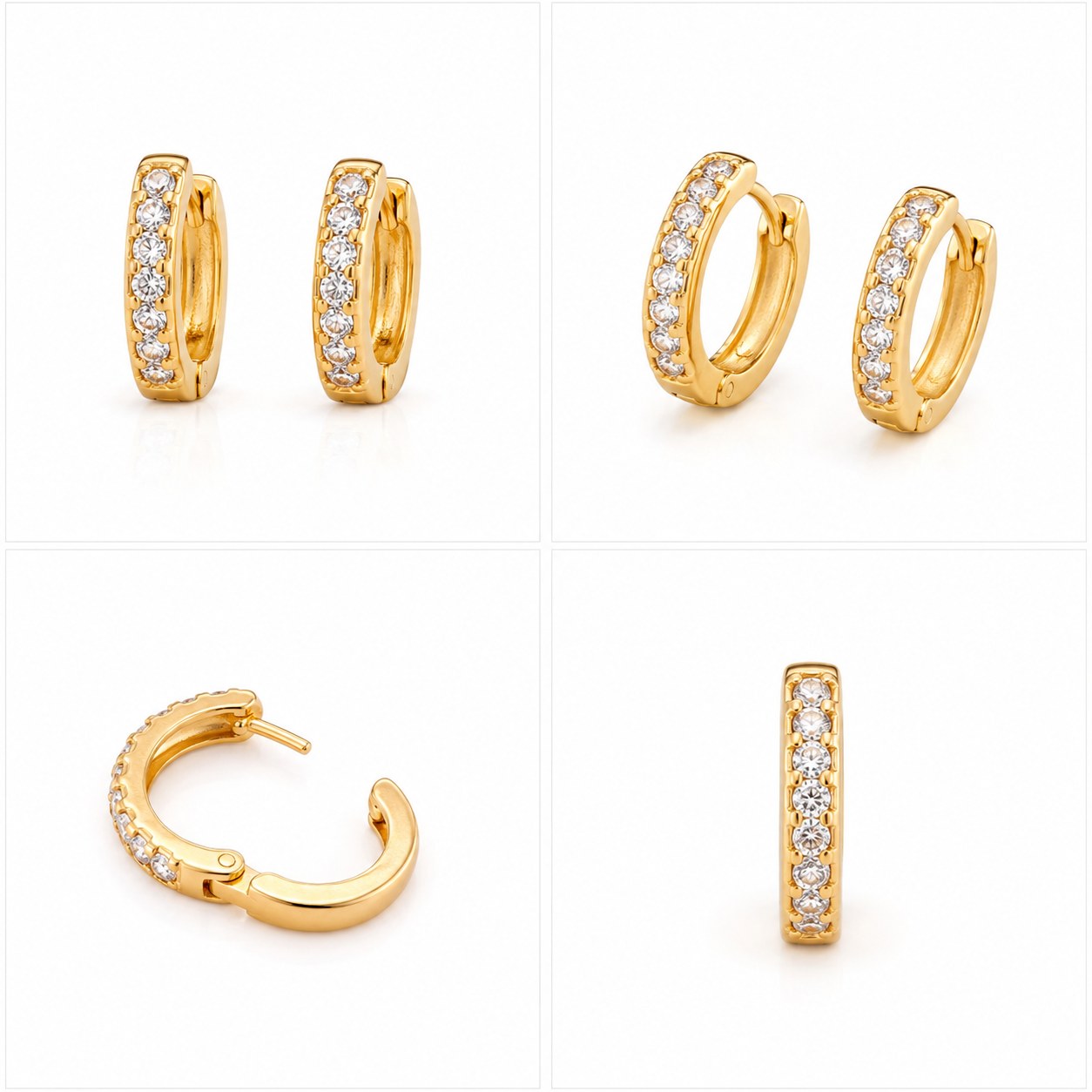 Luxury Gold Plated Crystal Hoop Earrings for Women