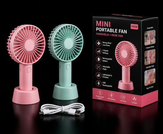 Mini Portable Handheld & Desktop Fan – USB Rechargeable