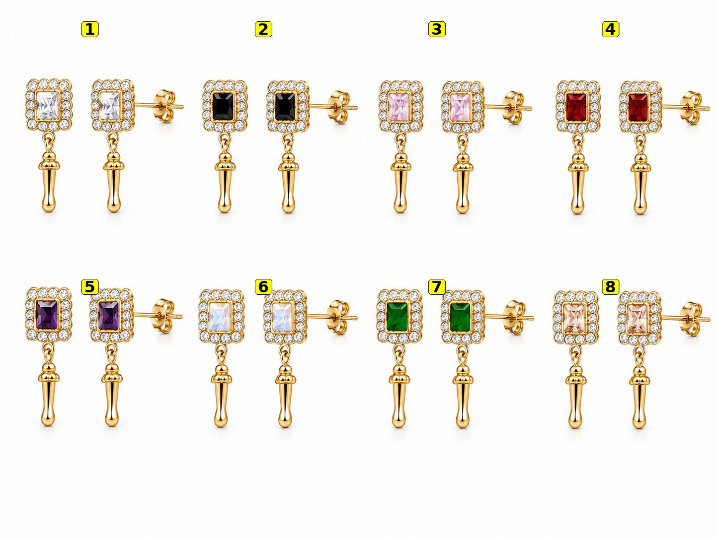 Luxury Gold-Plated Crystal Drop Earrings – Multiple Colors Available