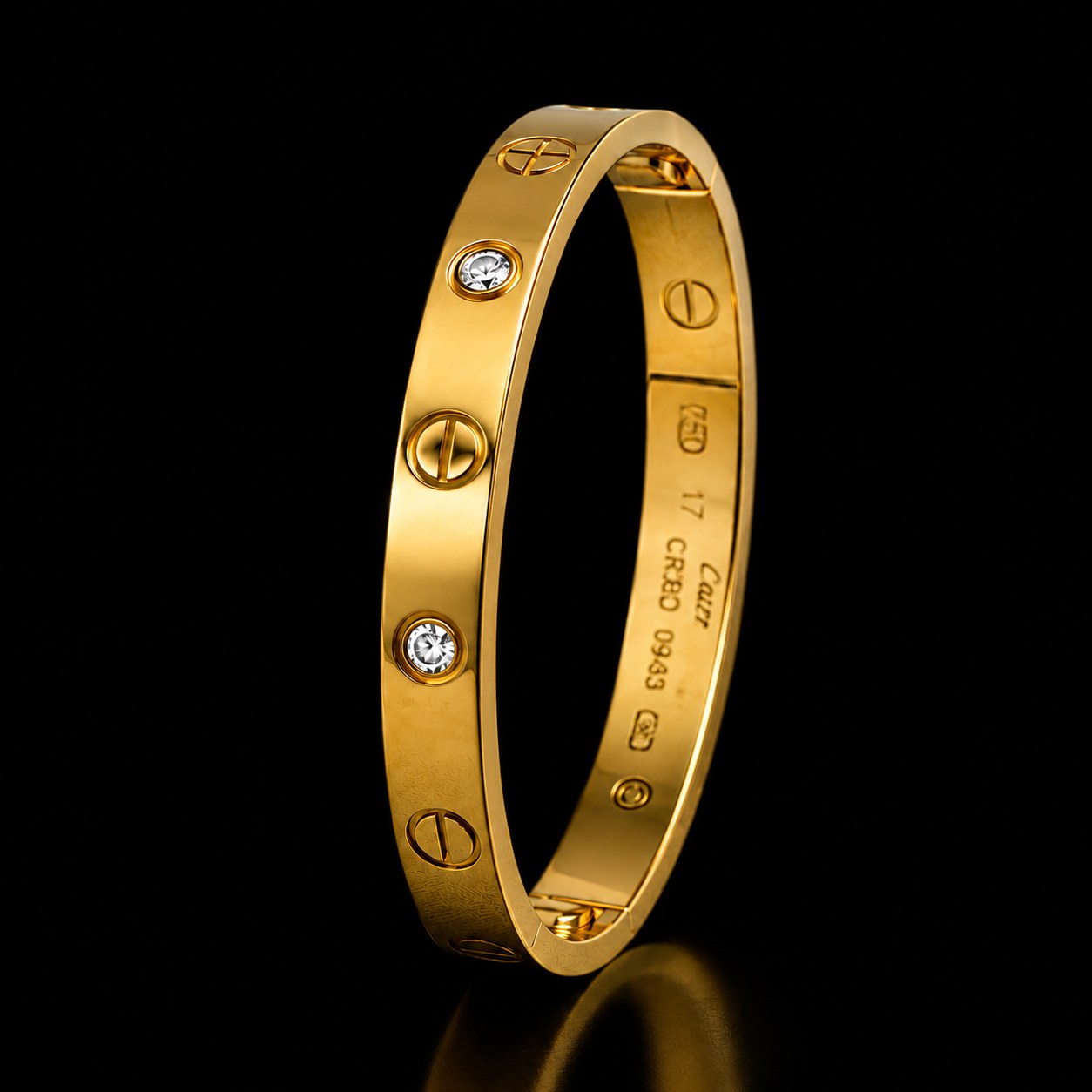 Luxury Gold-Plated Screw Design Bracelet with Crystal Accents