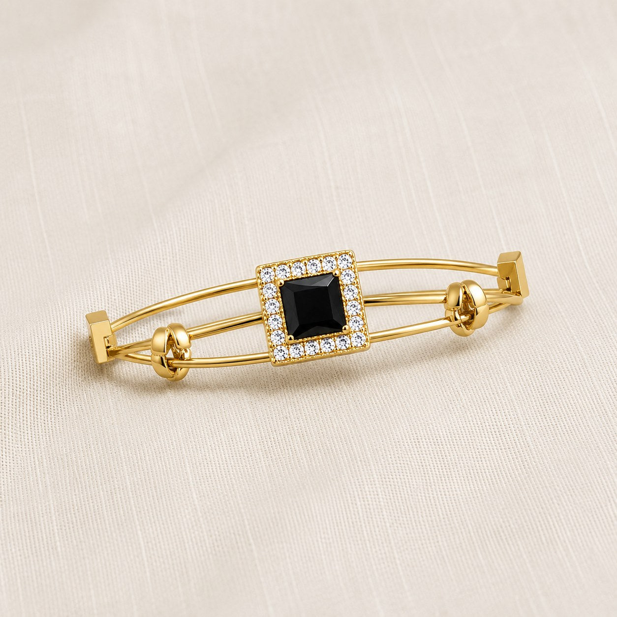 Luxury Gold-Plated Crystal Square Charm Bracelet