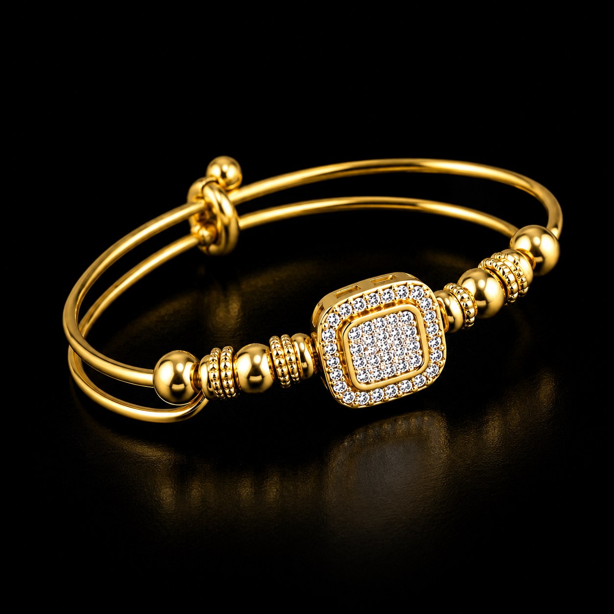 Luxury Gold-Plated Crystal Charm Hand Bracelet for Women