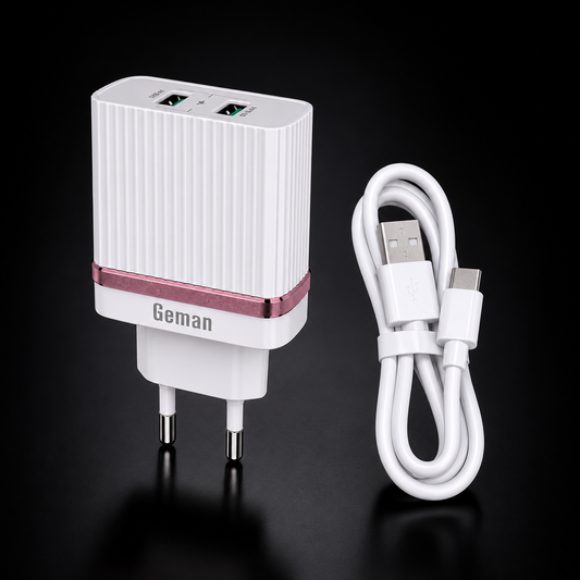 Geman G212 Dual USB Fast Charger 3.6A | Auto-ID Smart Wall Charger