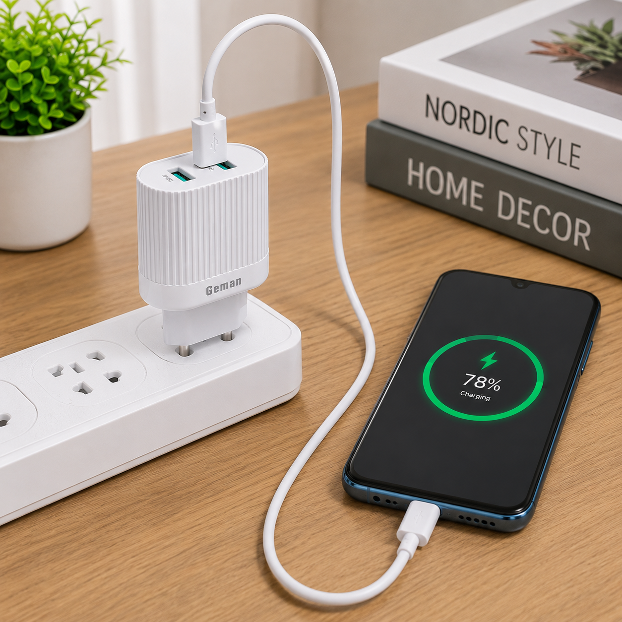 Geman G206 Dual USB Fast Charger 3.6A | Auto-ID Smart Wall Charger