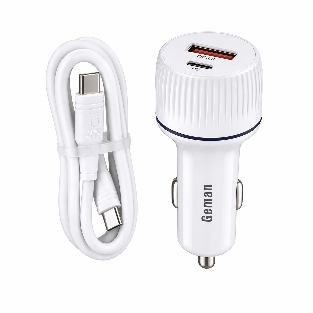 Geman G03 52W PD + QC3.0 Super Fast Car Charger with Type-C Cable