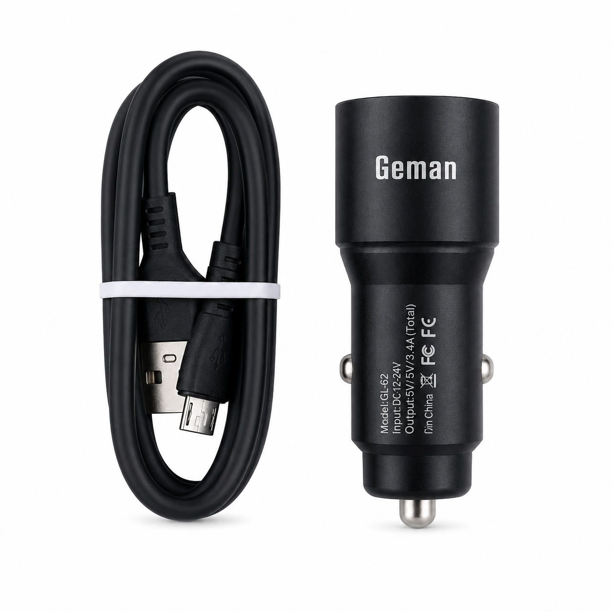 Geman GL-82 2-Port Fast Car Charger (3.4A) with Micro USB Cable