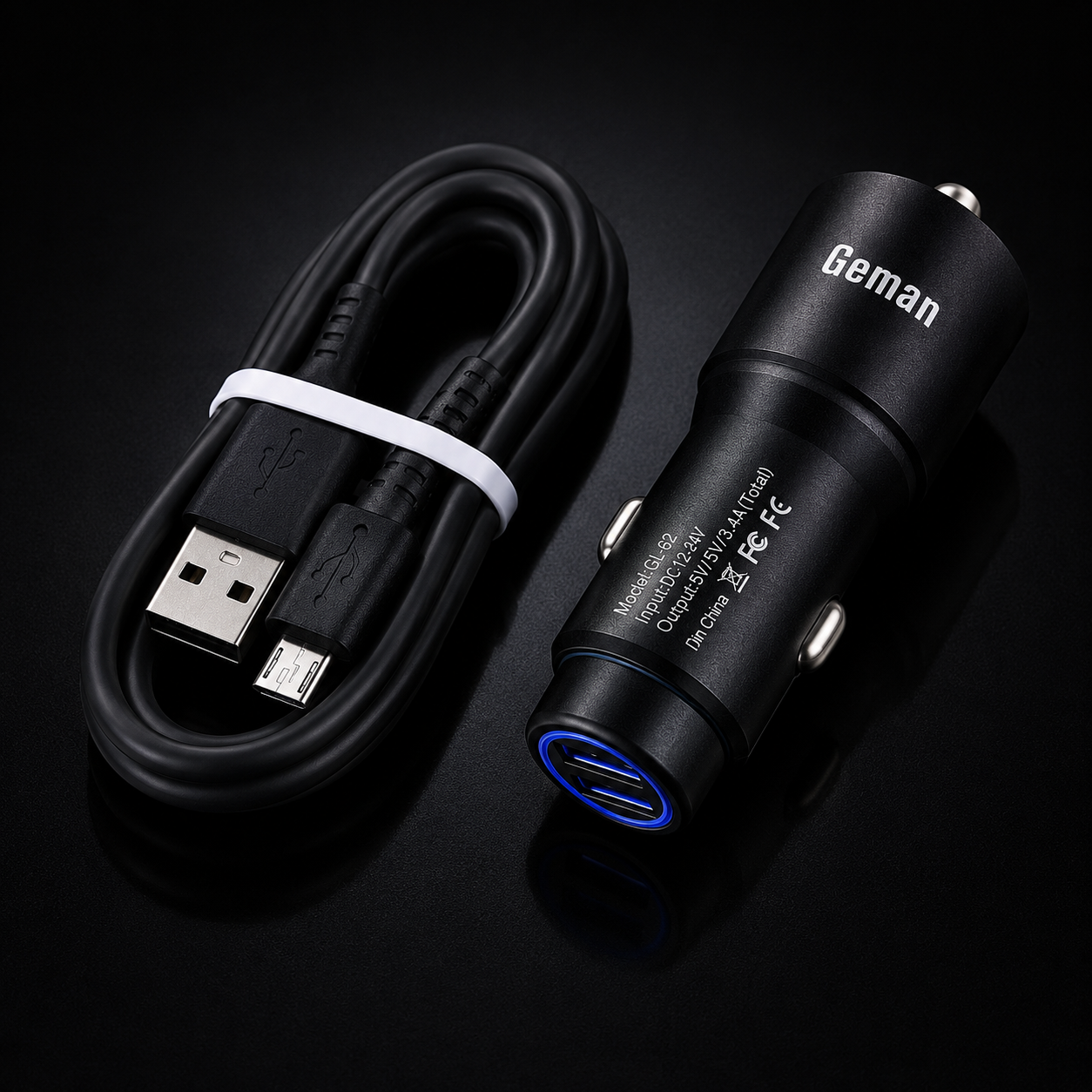 Geman GL-82 2-Port Fast Car Charger (3.4A) with Micro USB Cable