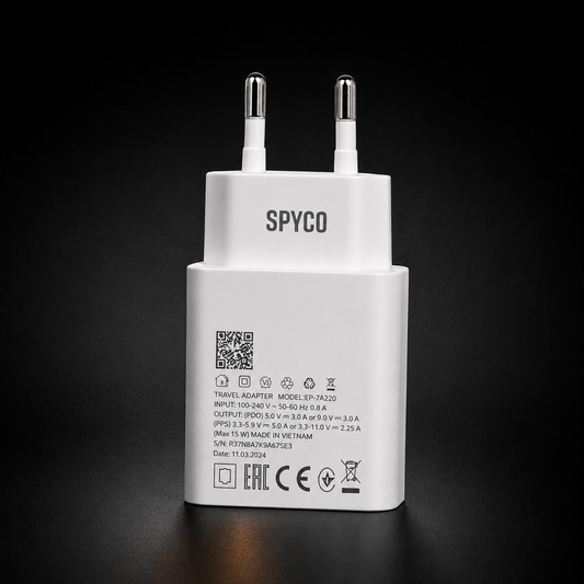 SPYCO 35W PD Dual Port Fast Charger USB-C + USB-A Adapter