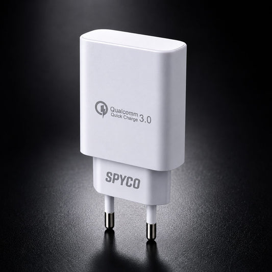 SPYCO Qualcomm Quick Charge 3.0 Fast Charging Adapter – White