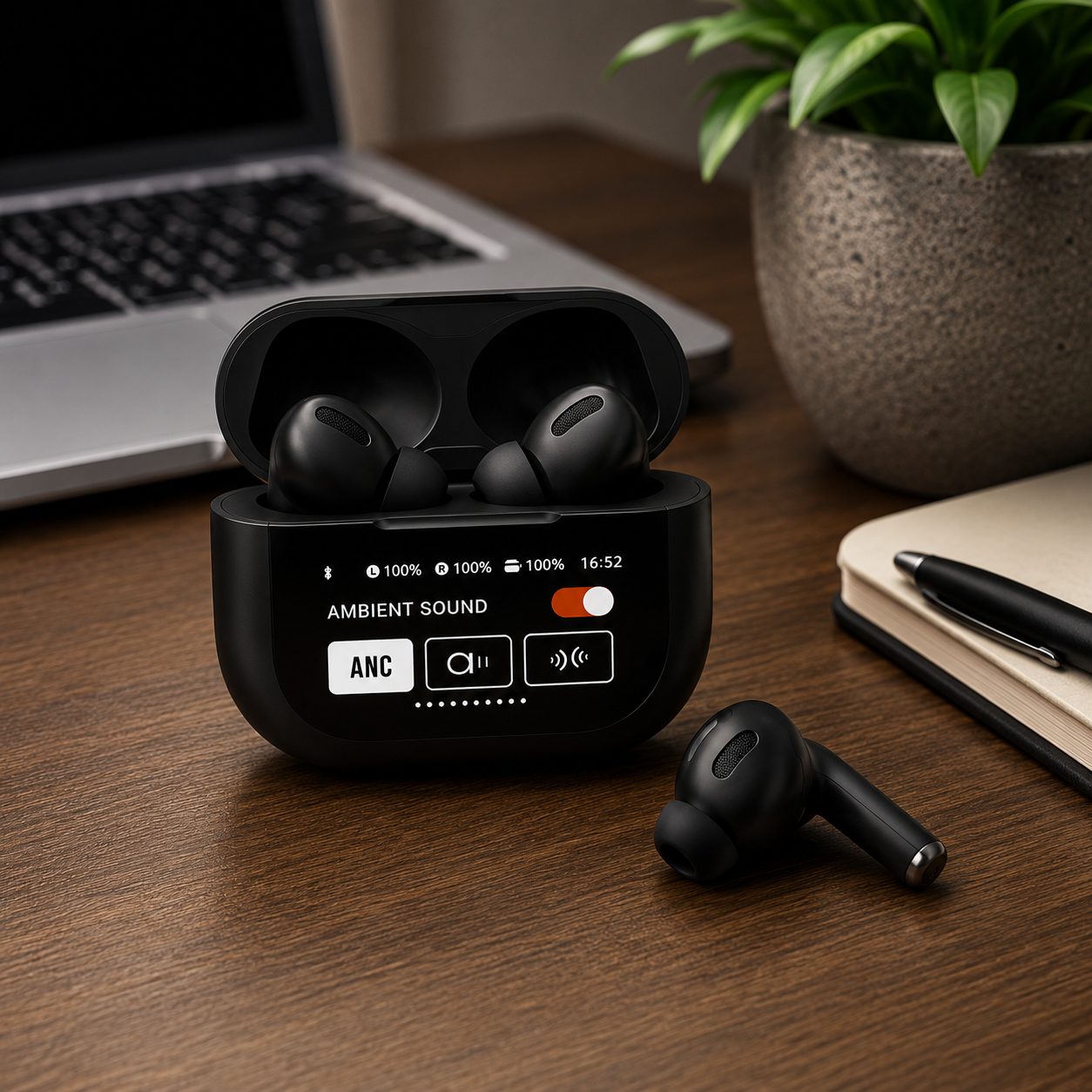 Premium ANC/ENC Wireless Earbuds with Touch Control – Black Edition