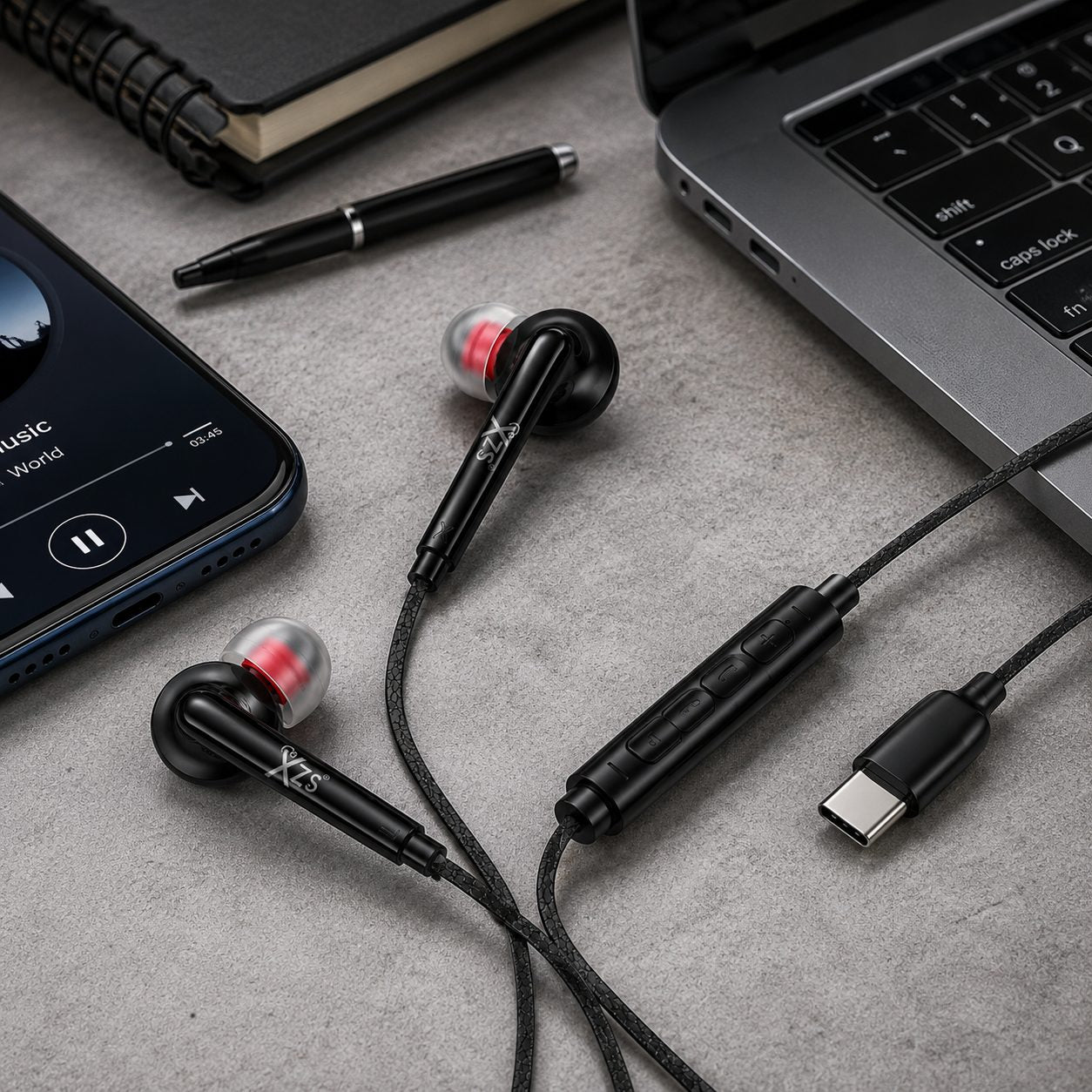 XZS X-69 Type-C Hi-Fi Bass Stereo Earphones with Microphone