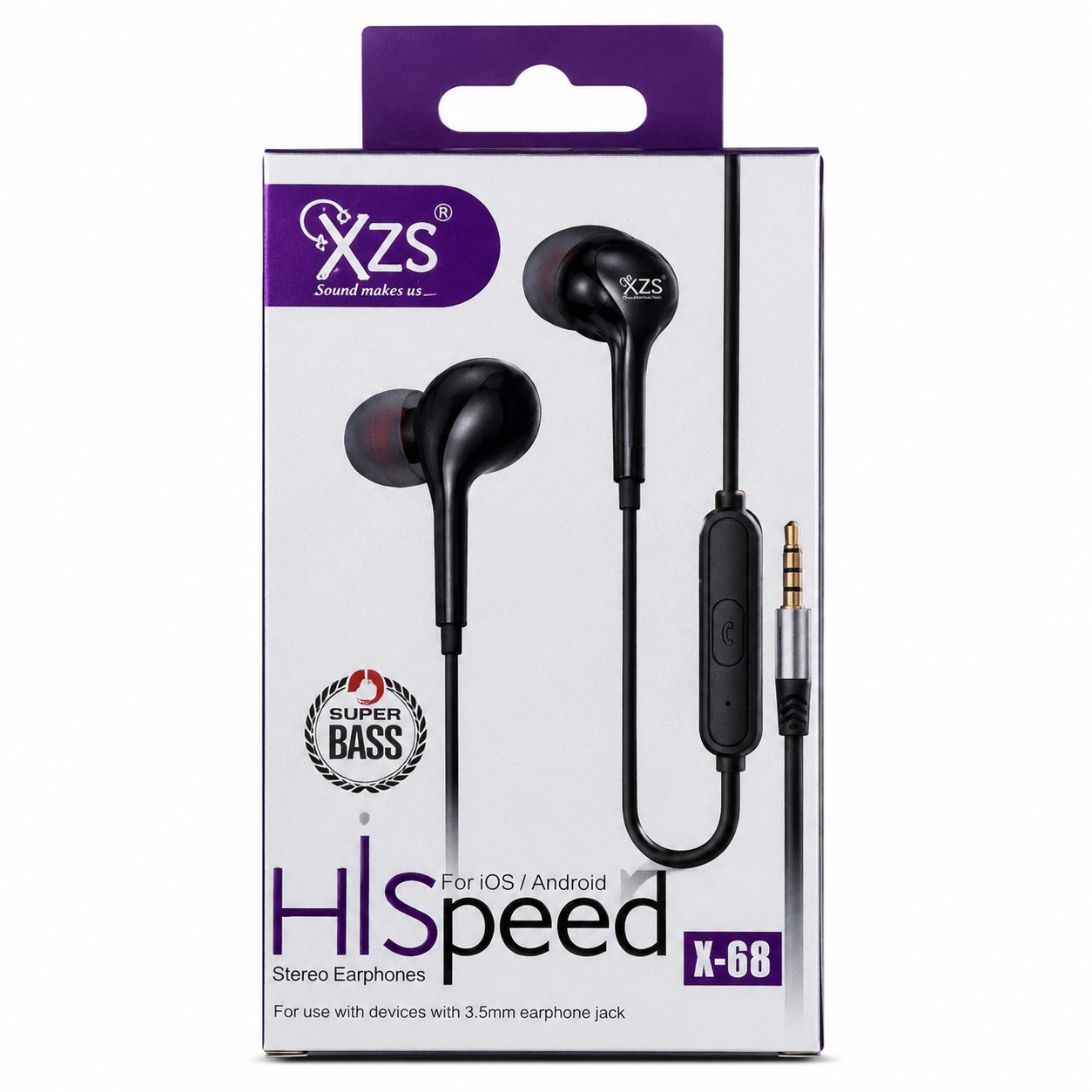 XZS HiSpeed X-68 Super Bass Wired Stereo Earphones with Microphone