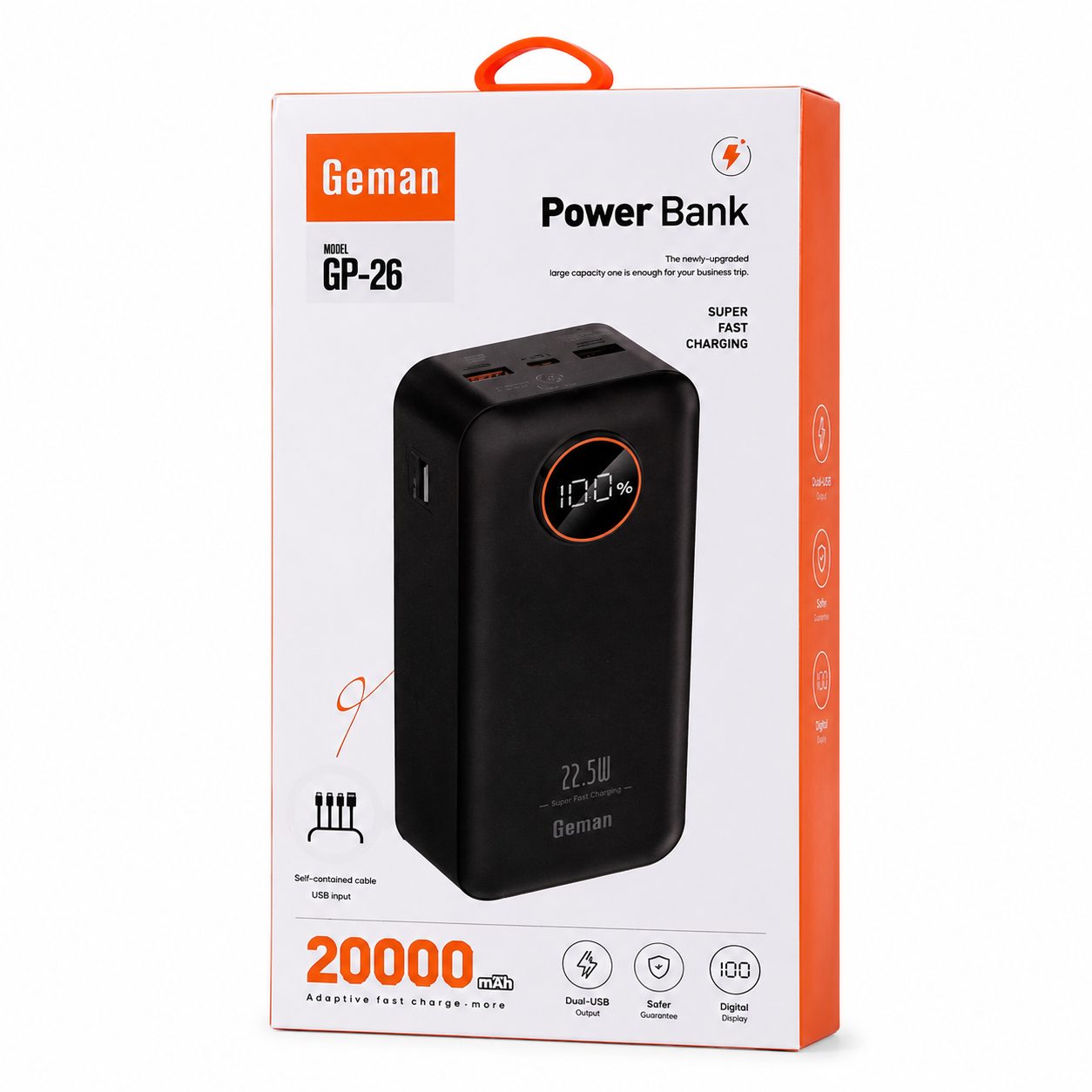 Geman GP-26 20000mAh 22.5W Fast Charging Power Bank with Digital Display