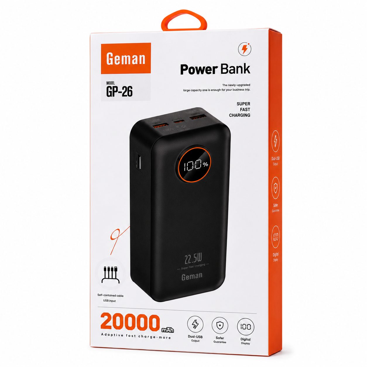 Geman GP-26 20000mAh 22.5W Fast Charging Power Bank with Digital Display